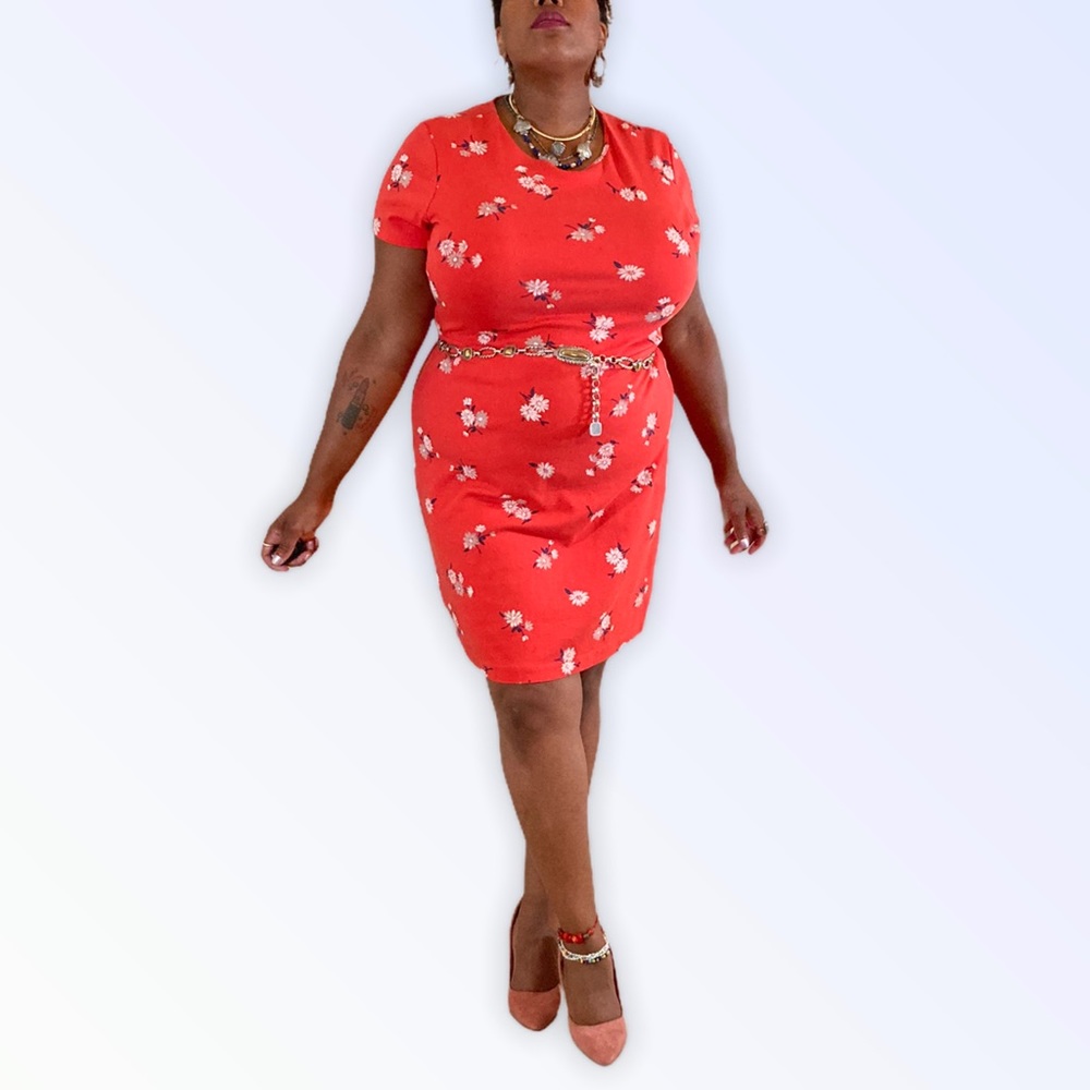 Floral Print Orange Mini Dress